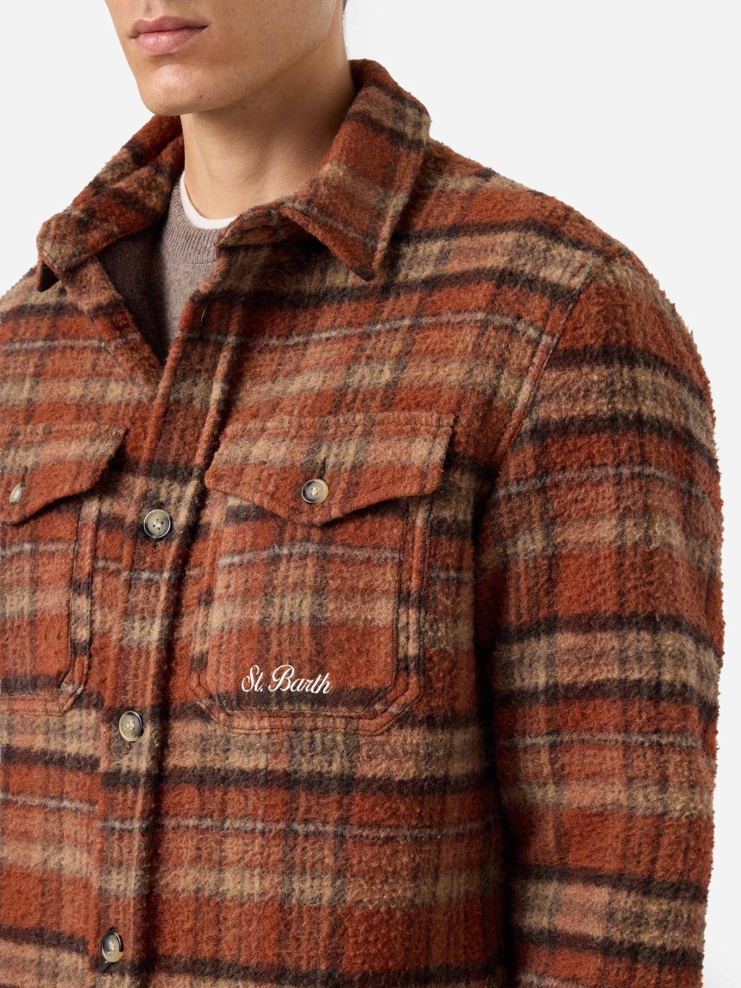 Camicia Burton in casentino marrone con tasche