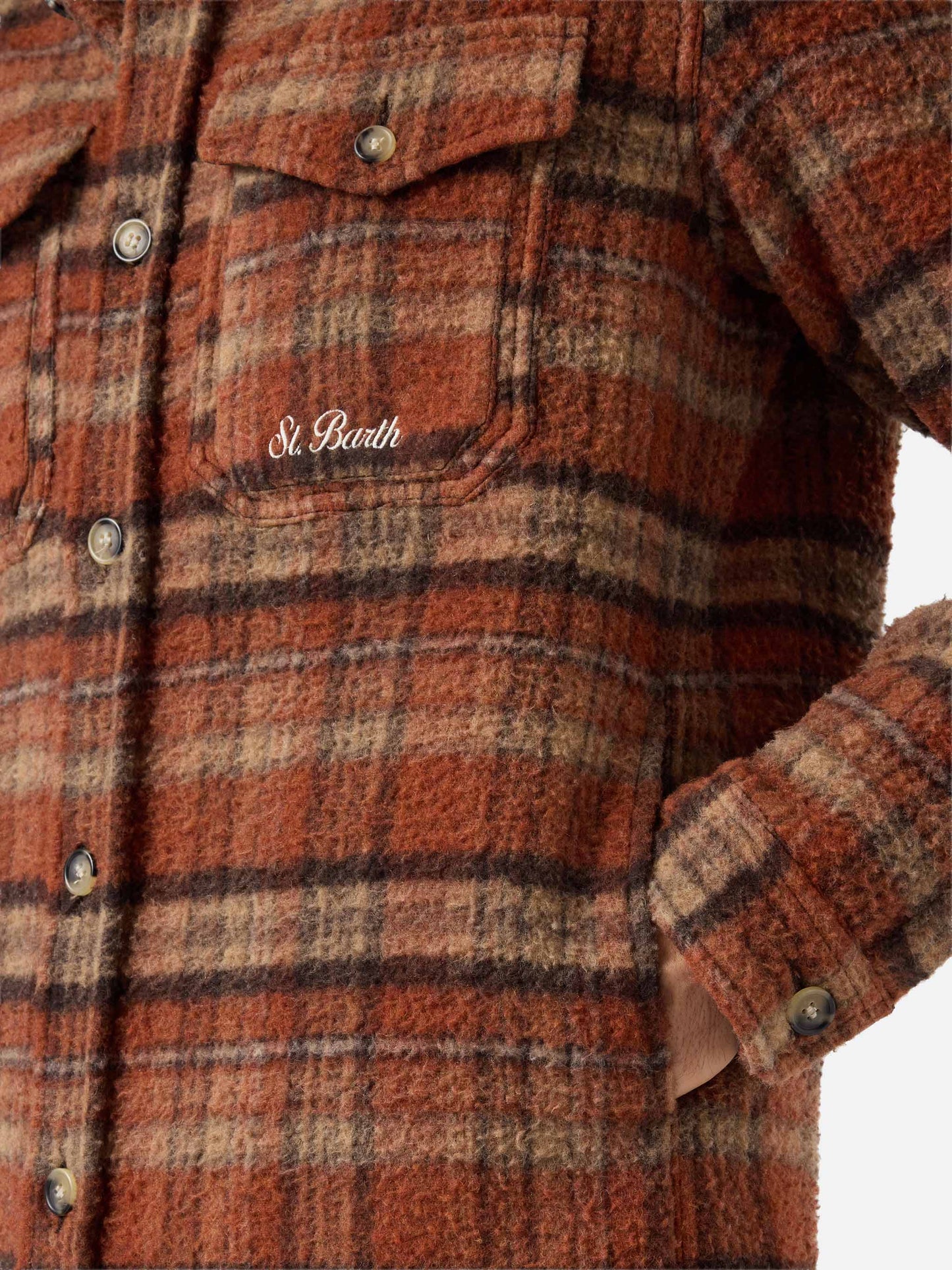 Camicia Burton in casentino marrone con tasche