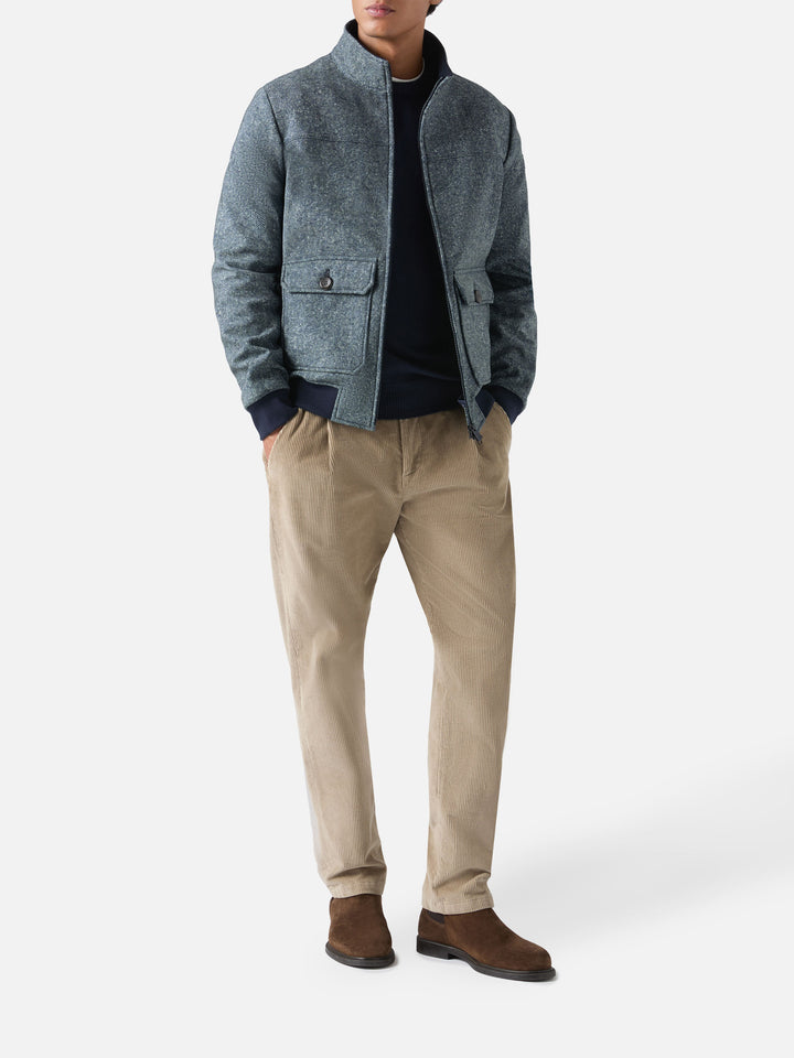 Thermo jacket Byron with melange blue wooly print