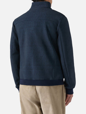 Thermojacke Byron mit blauem Fischgrätmuster