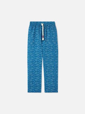 Calais blue sashiko linen pants
