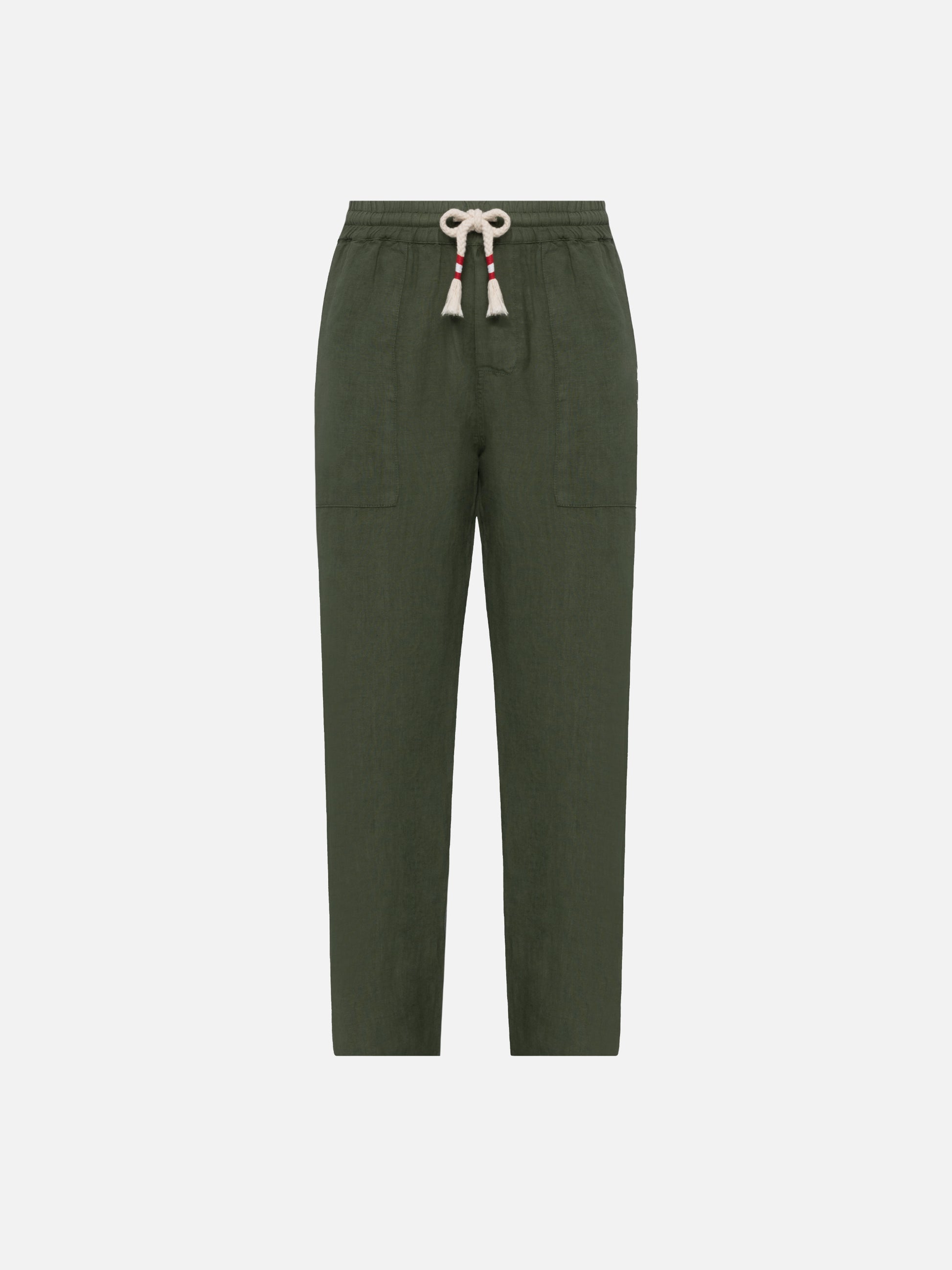 Military green linen pants Calais with drawstring - MC2 Saint Barth
