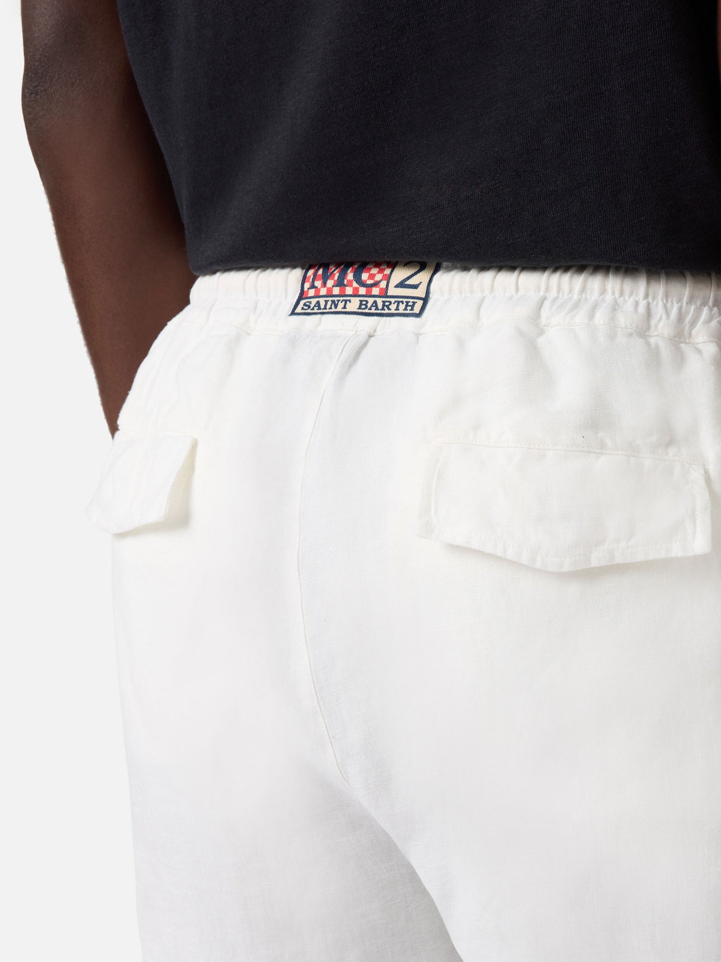 White Calais long pants in pure linen