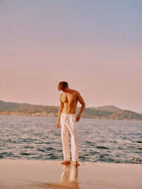 Pantalon long Calais blanc en pur lin 
