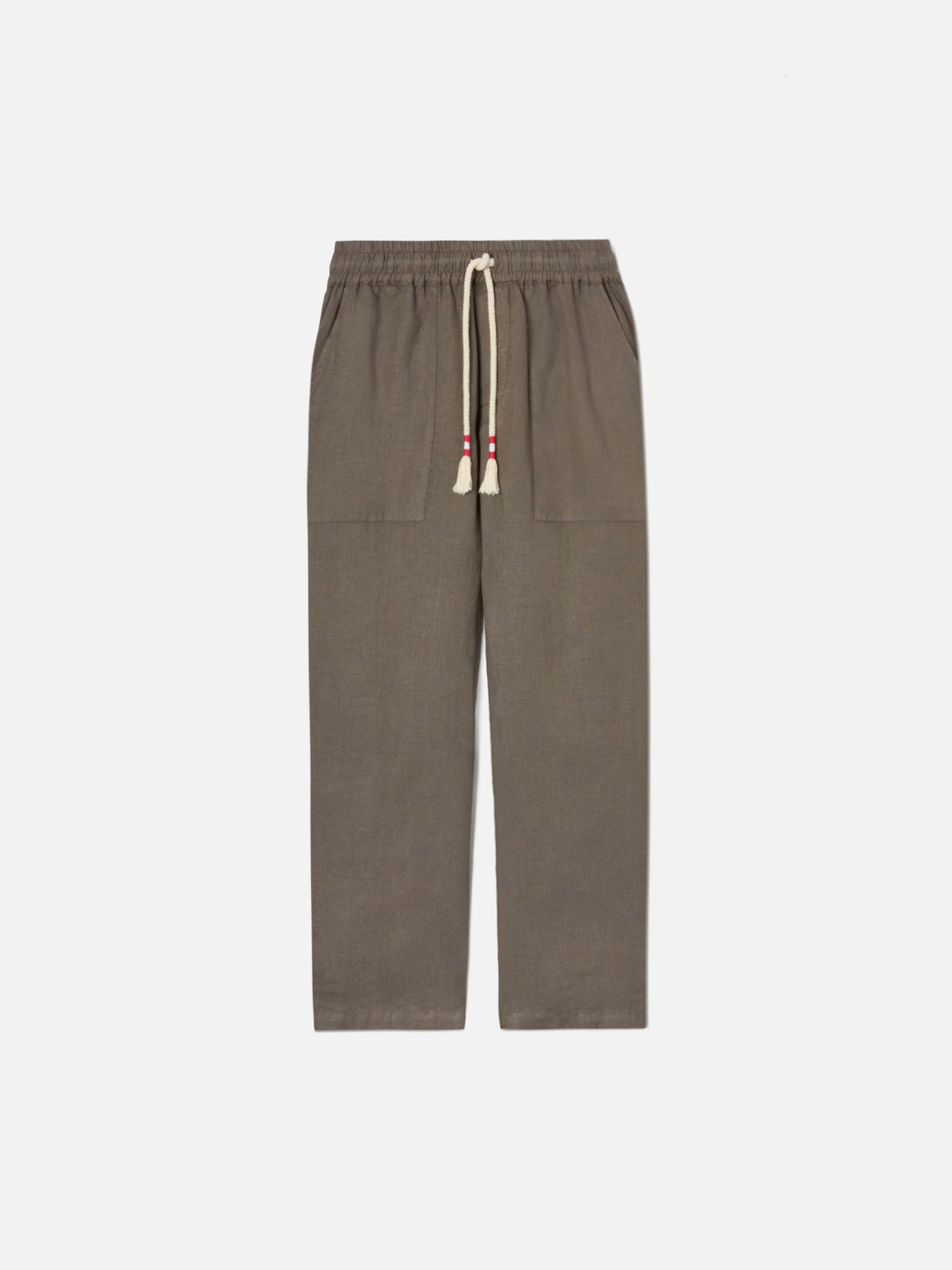 khaki Calais long pants in pure linen