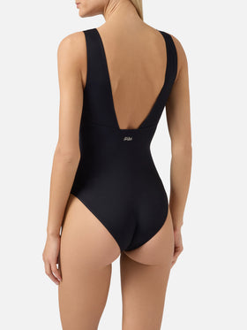Calliope one-piece swimsuit in black technical fabric