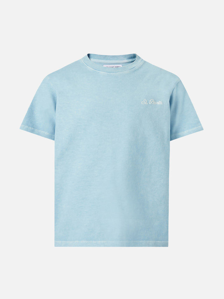 Heavy cotton t-shirt Cameron in vintage light blue