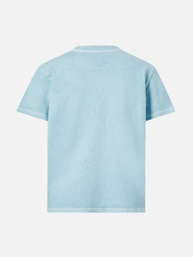 Heavy cotton t-shirt Cameron in vintage light blue