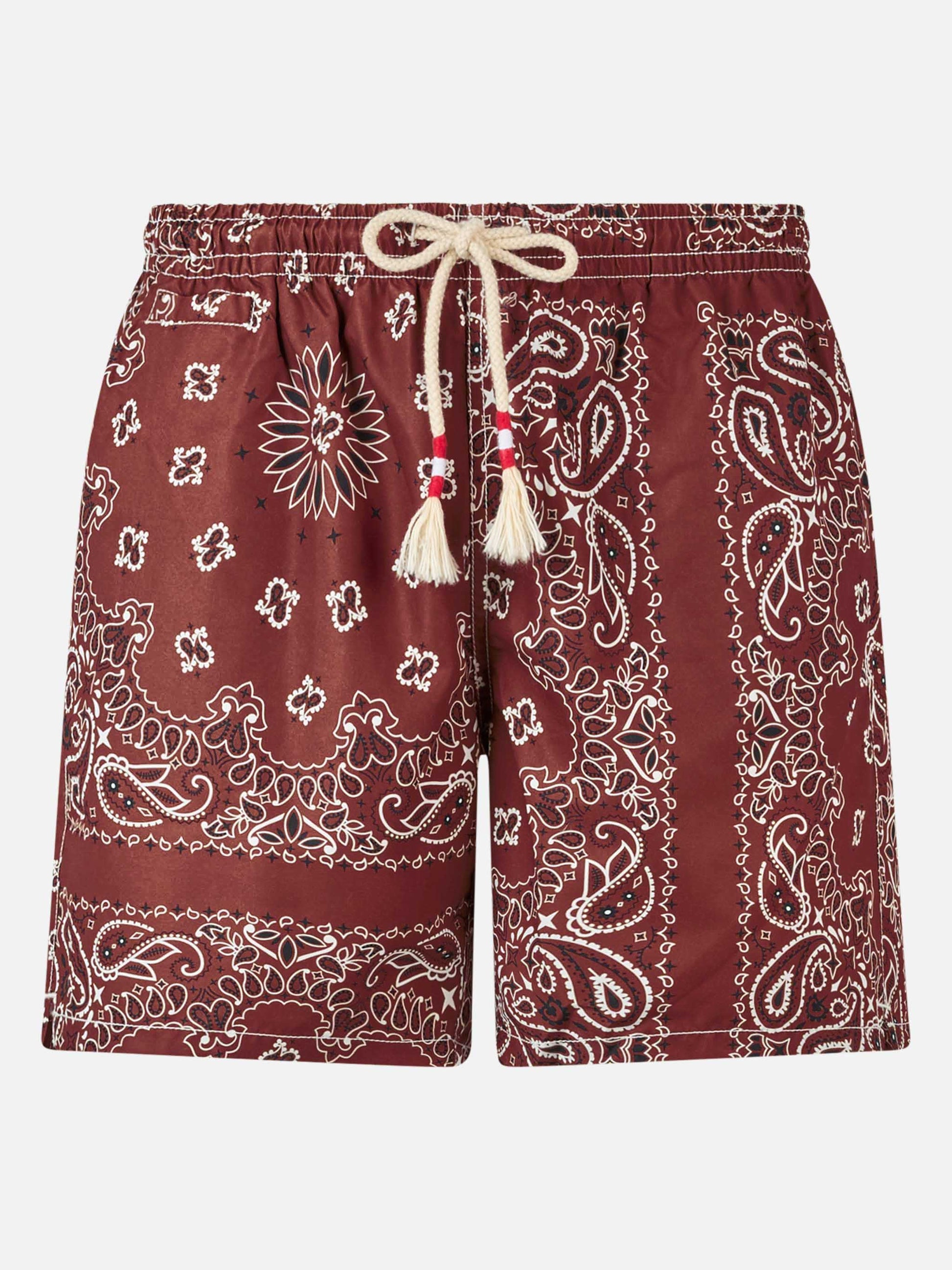 Man swim shorts with burgundy bandanna print - MC2 Saint Barth