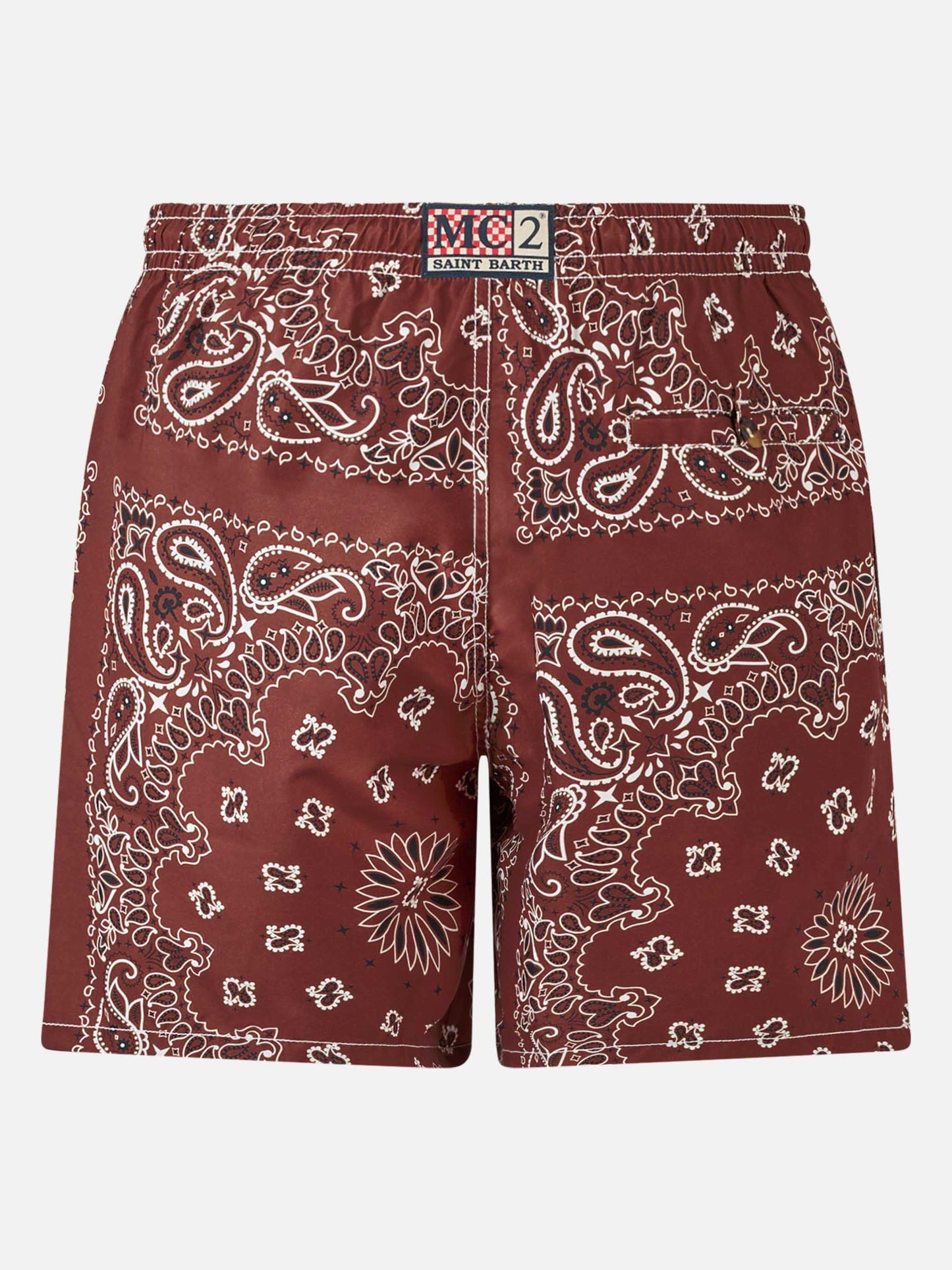 Man swim shorts with burgundy bandanna print - MC2 Saint Barth