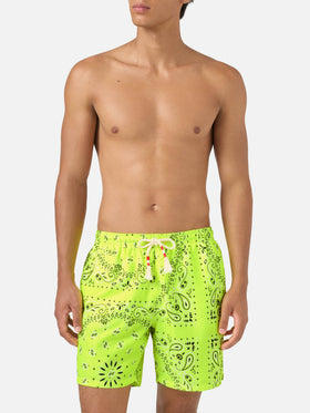 Short de bain Caprese bandana jaune fluo 