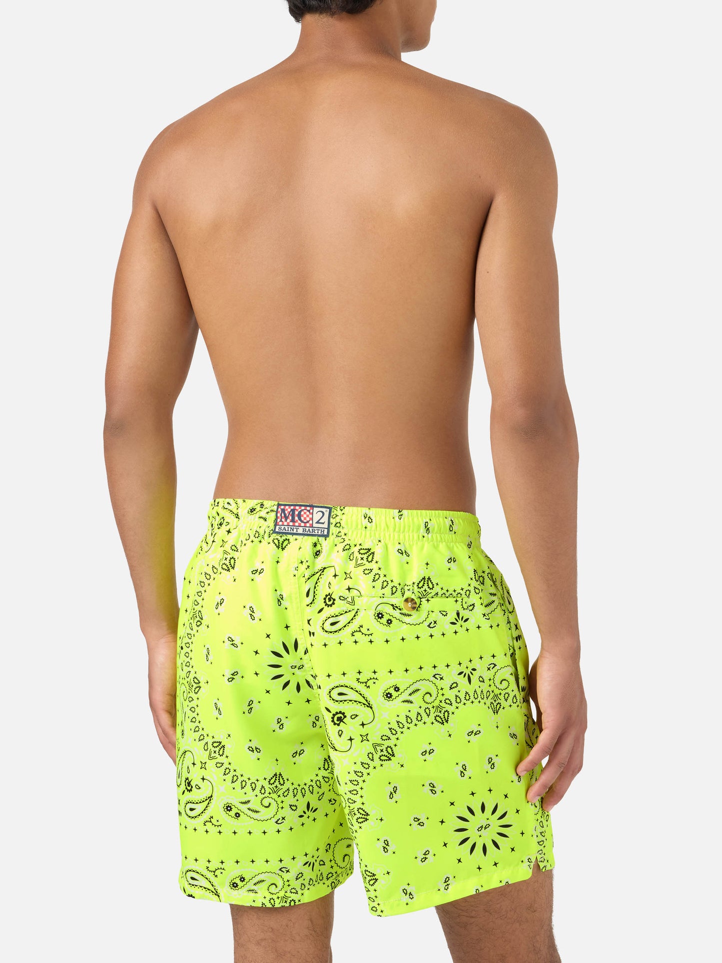 Short de bain Caprese bandana jaune fluo 