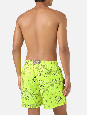 Short de bain Caprese bandana jaune fluo 