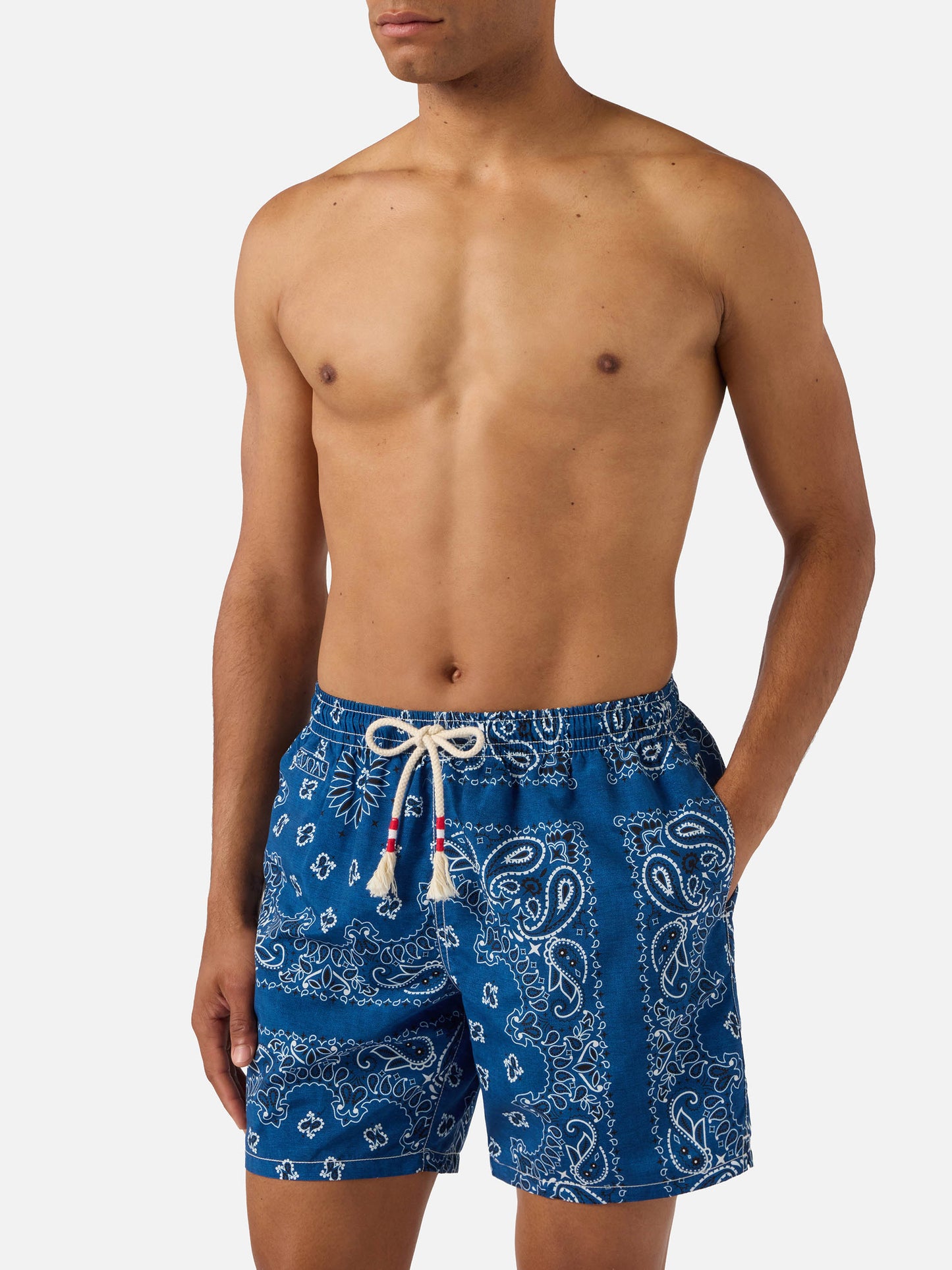 Bañador tipo shorts Caprese con estampado bandana azul marino 