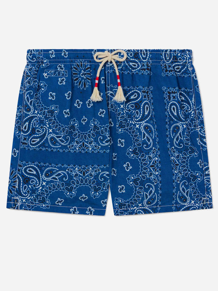 Caprese swim shorts with navy blue bandana print