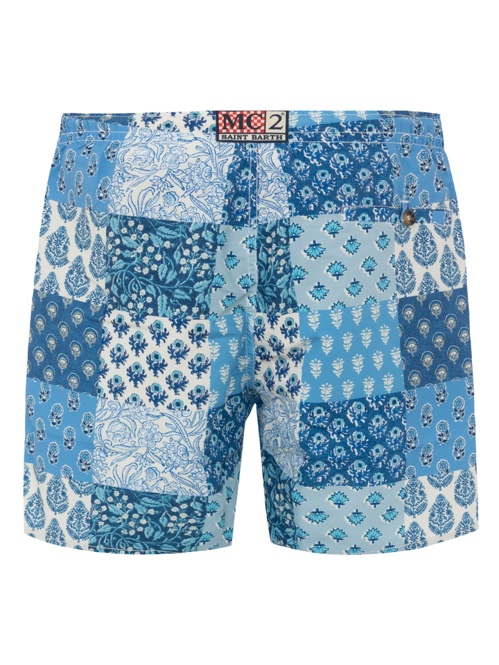 Mid-length swim-shorts Caprese with floral patch print - MC2 Saint Barth