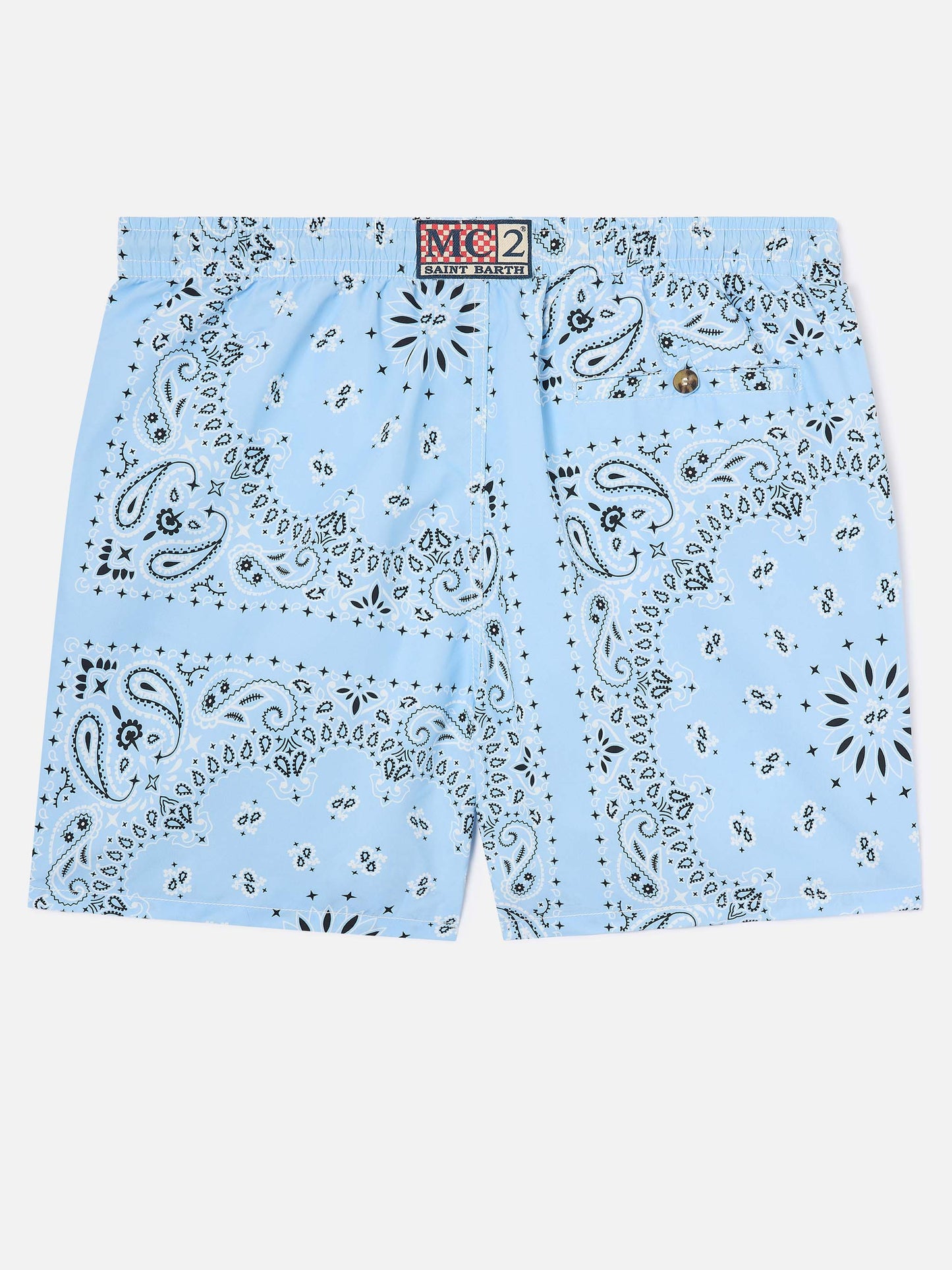 Short de bain Caprese avec imprimé bandana bleu clair 
