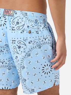 Caprese swim shorts with light blue bandana print