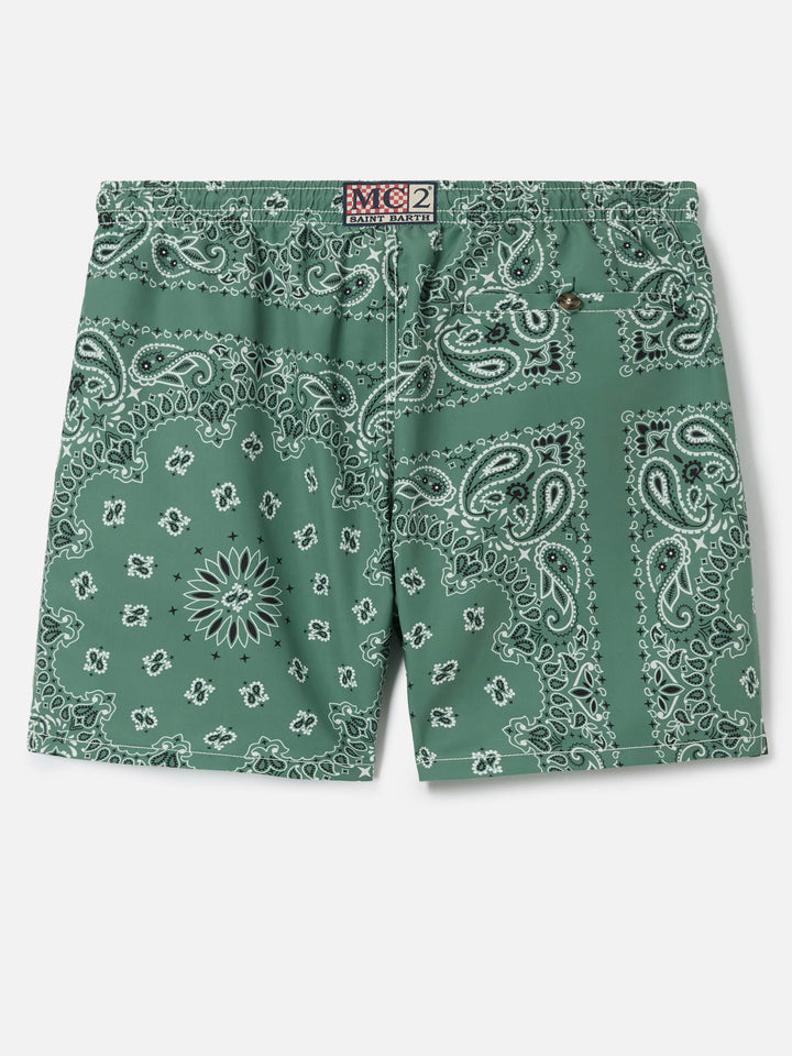 Caprese swim shorts with military green bandana print
