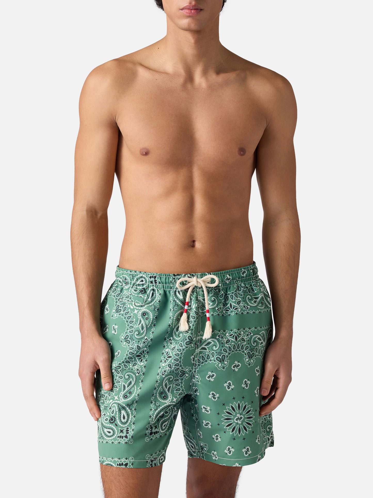 Caprese swim shorts with military green bandana print