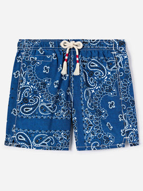 Caprese Jr swim shorts with blue navy bandana print