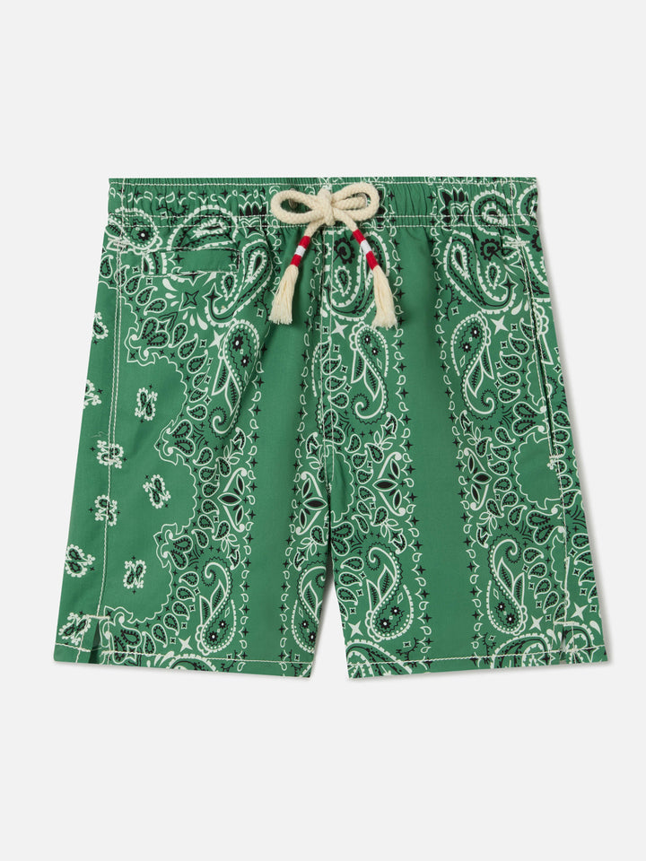 Caprese Jr swim shorts with military green bandana print