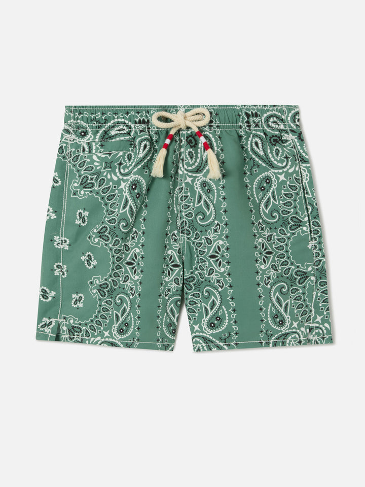 Costume Caprese Jr con stampa bandana verde militare