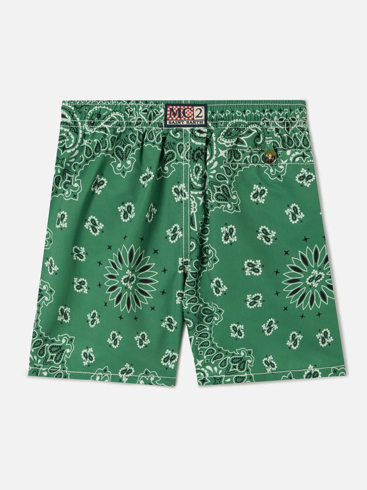 Caprese Jr swim shorts with military green bandana print
