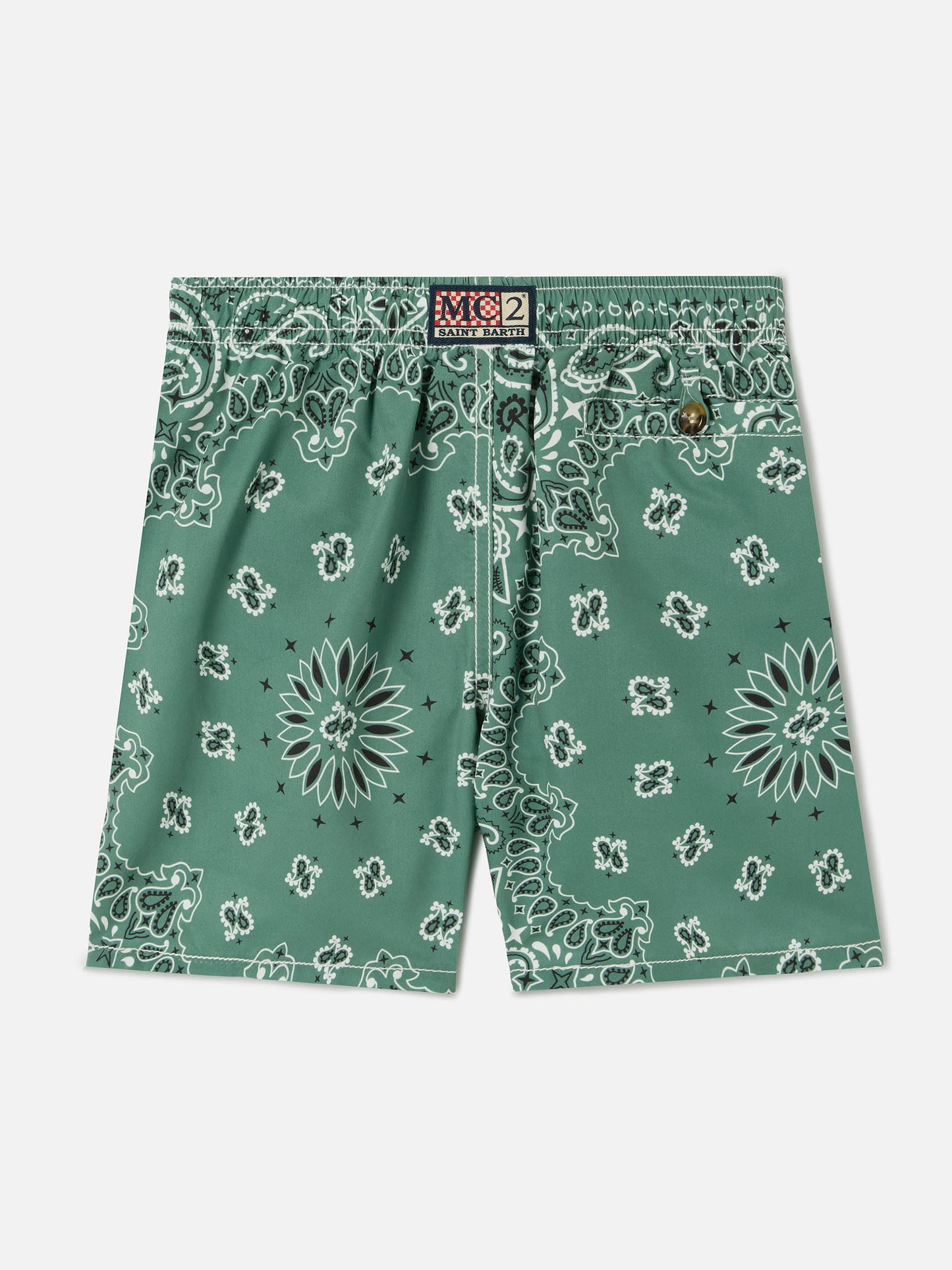 Caprese Jr swim shorts with military green bandana print