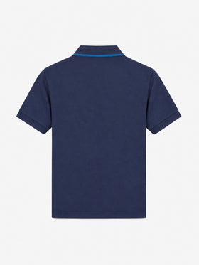 Polo en piqué de coton bleu pour garçon 
