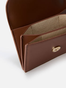 Porte-cartes en cuir marron avec imprimé logo 