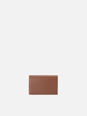 Porte-cartes en cuir marron avec imprimé logo 