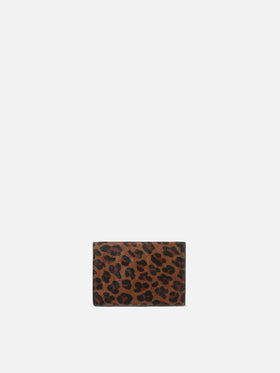 Kartenetui aus Leder mit Leopardenprint 