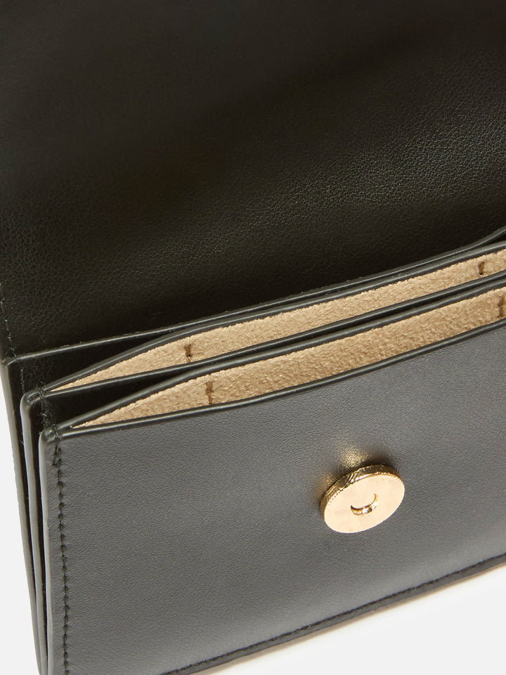 Schwarzer Kartenhalter aus Leder mit Logoprint 