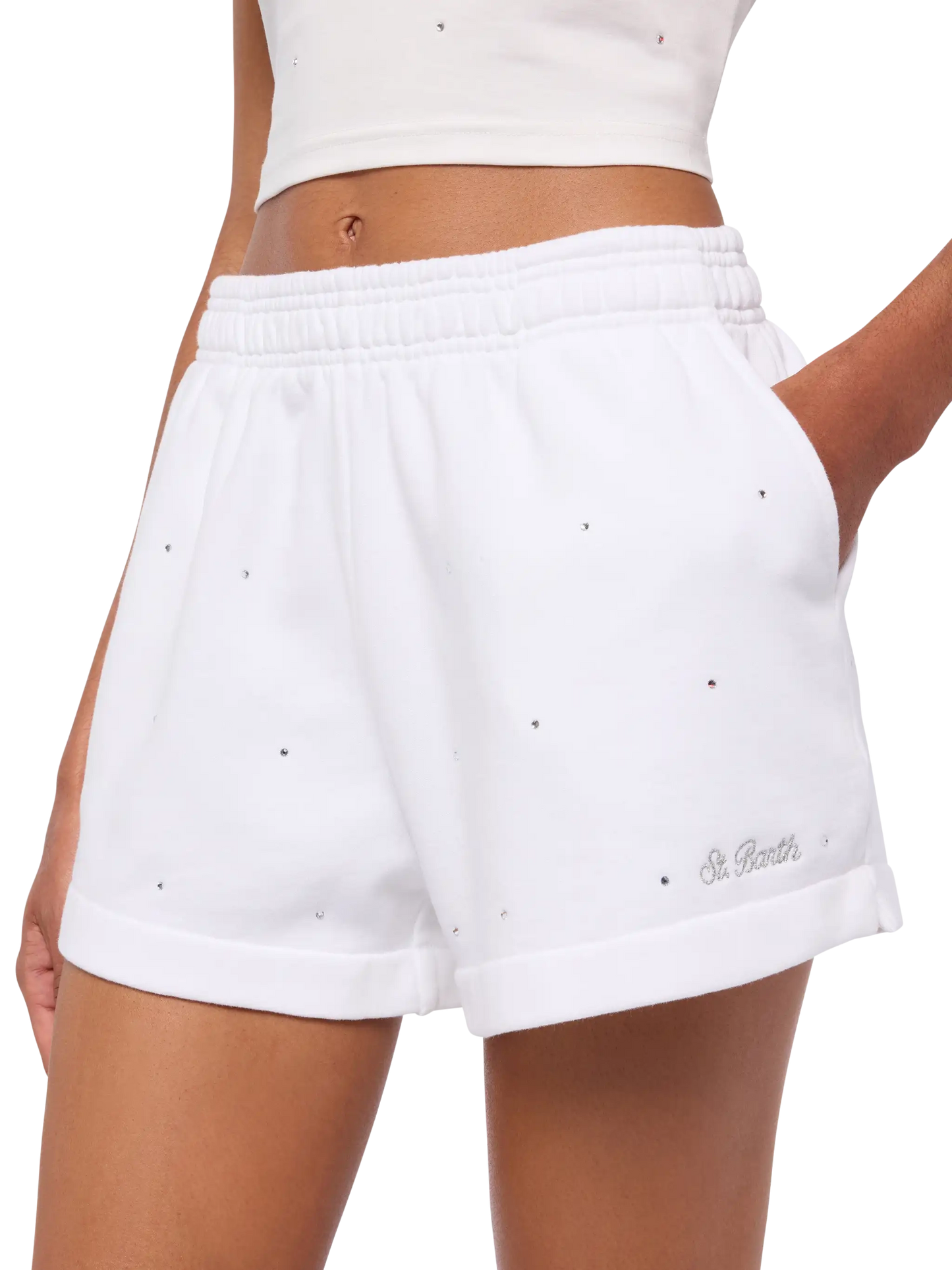Short en coton léger Cate avec strass 