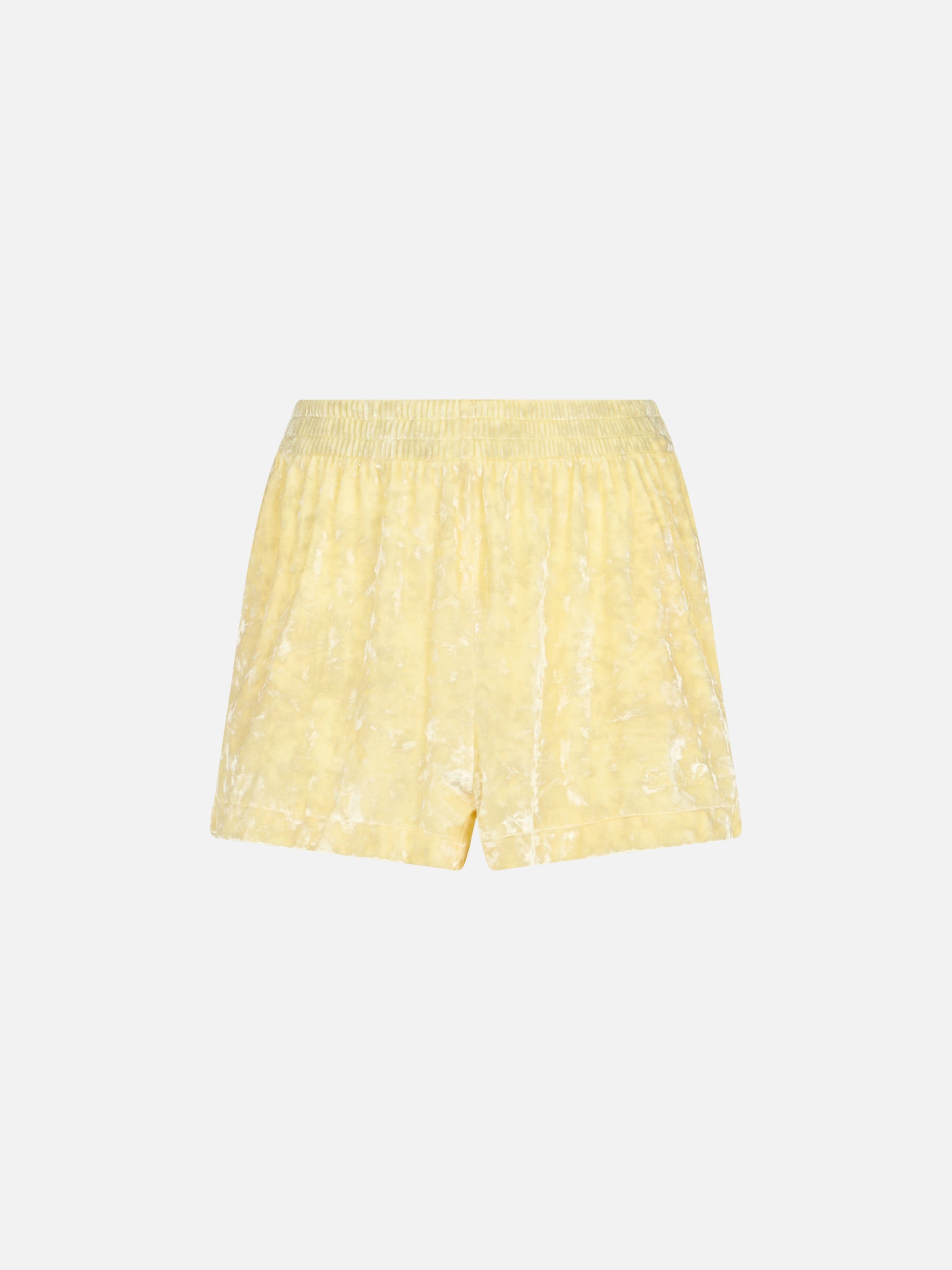 Woman pale yellow chenille pull up shorts Cate - MC2 Saint Barth