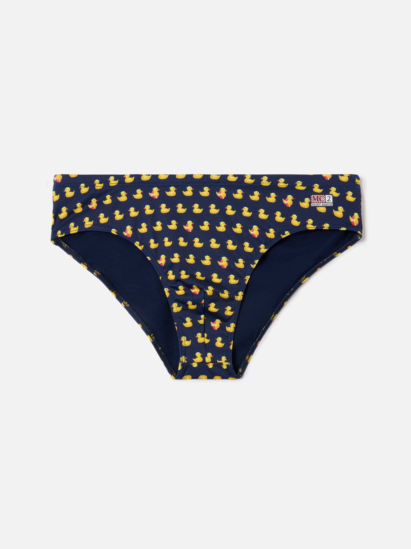 Cayo navy swim briefs with duck print
