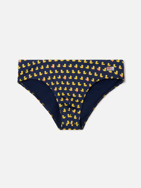 Cayo navy swim briefs with duck print