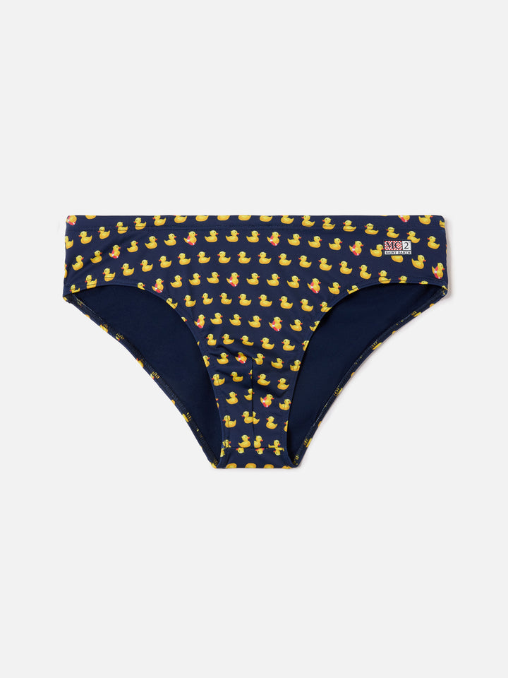 Slip mare Cayo blu navy con stampa paperelle
