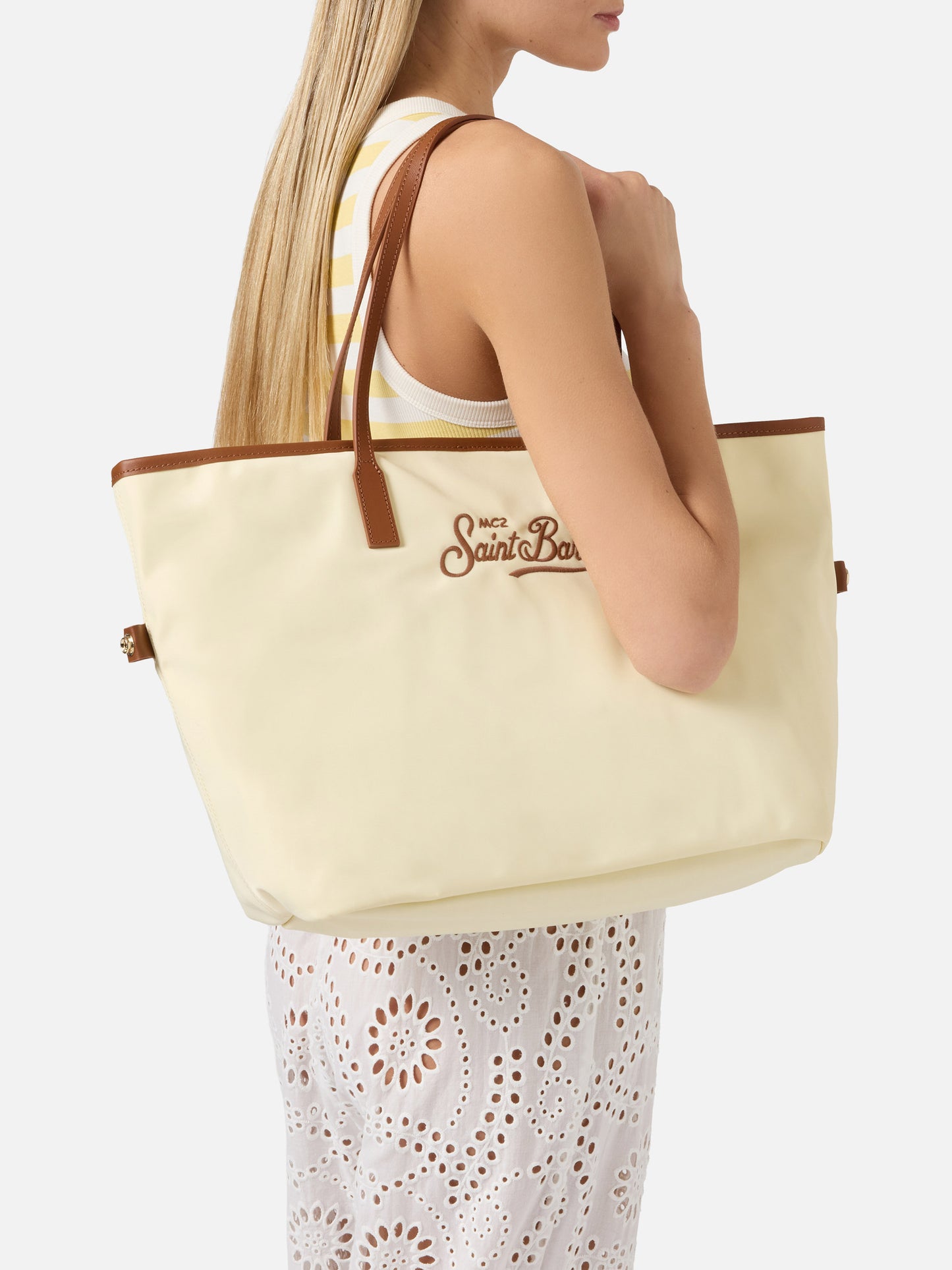 Borsa City regular bianca in nylon