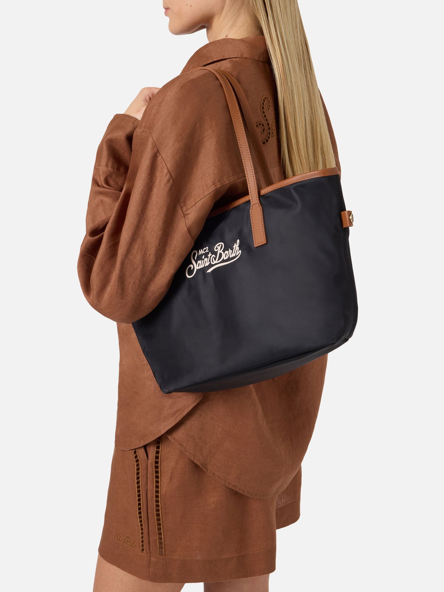 Black City medium nylon bag