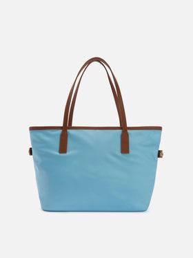 Borsa City medium in nylon azzurro
