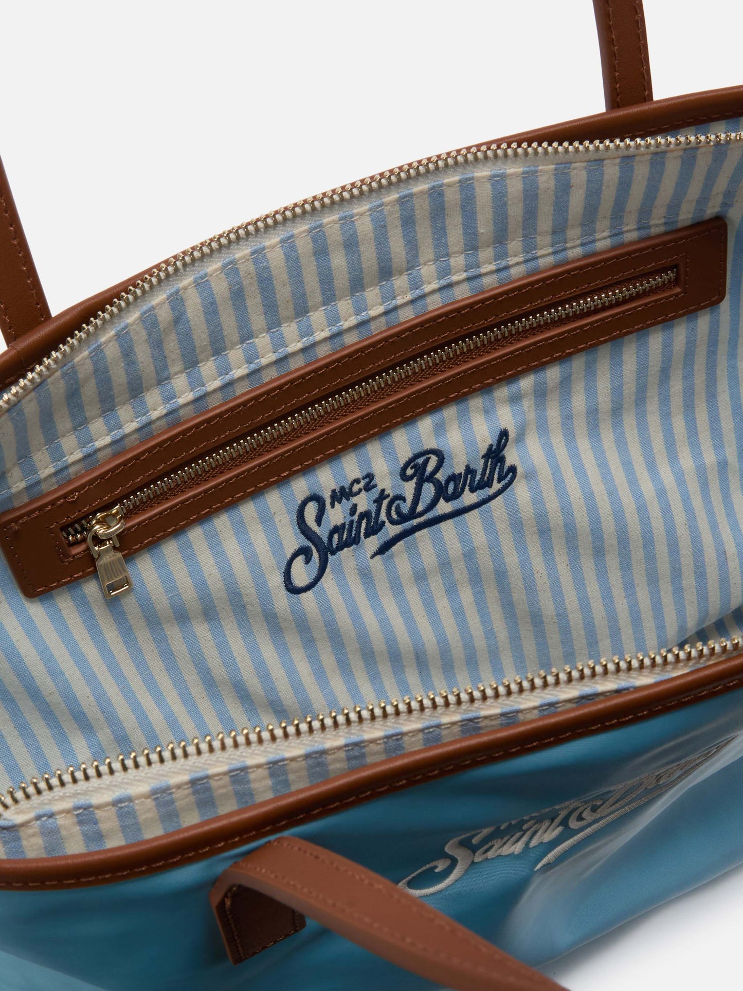 Borsa City medium in nylon azzurro