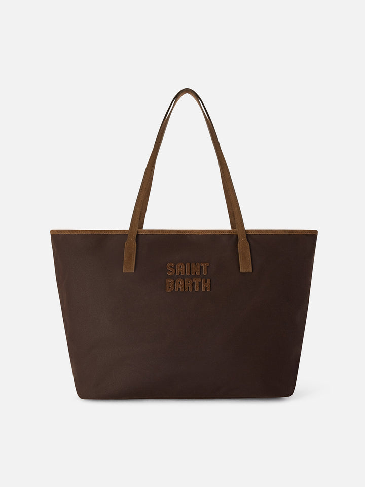 Bolso Brown Large City encerado con bordado del logo 