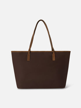 Brown Large City waxed bag with logo embroidery