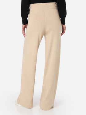 Woman beige cashmere blend knit pants Cambon
