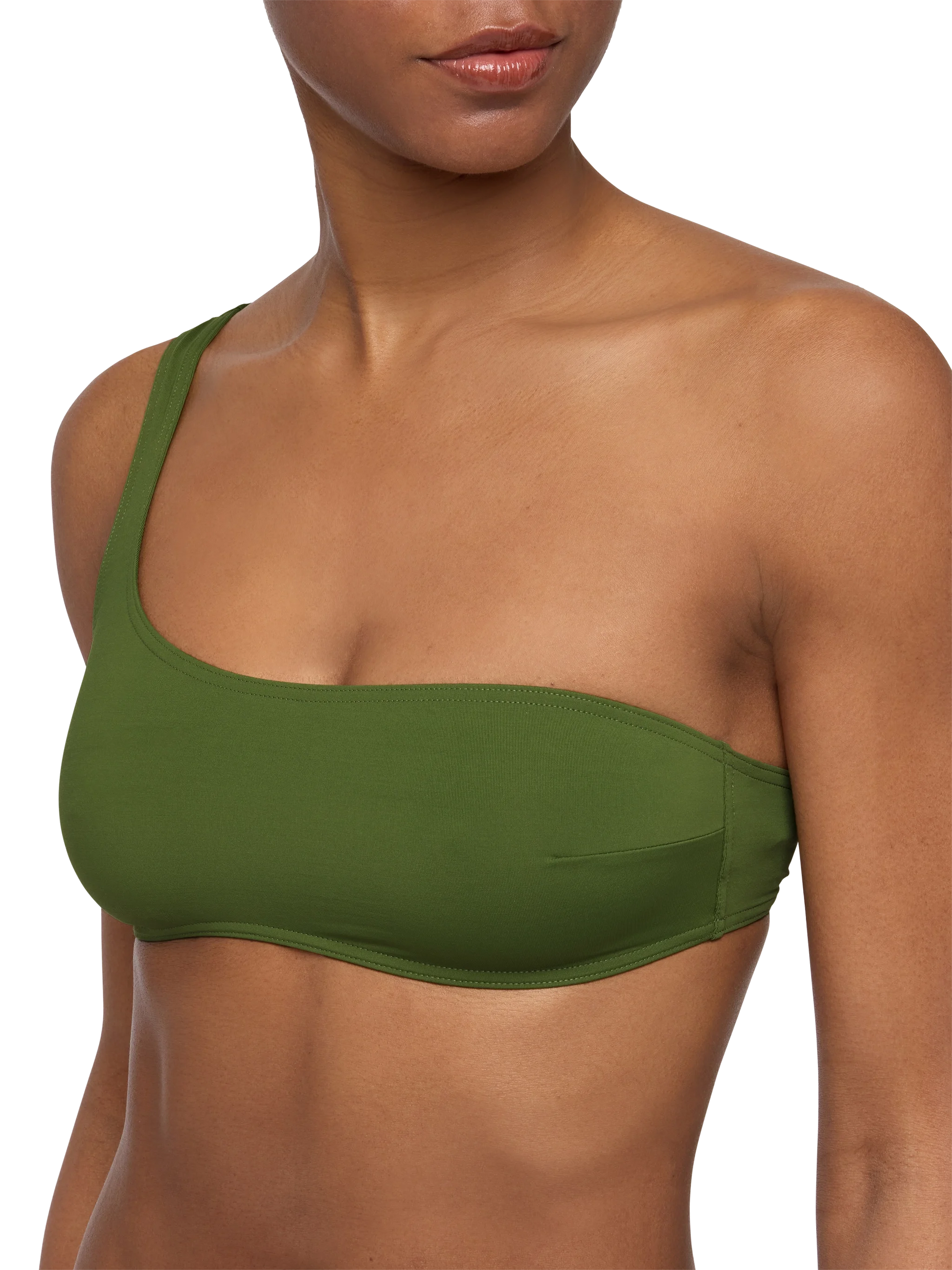 Celestine Lido military green bikini with one-shoulder bralette top and classic briefs - MC2 Saint Barth