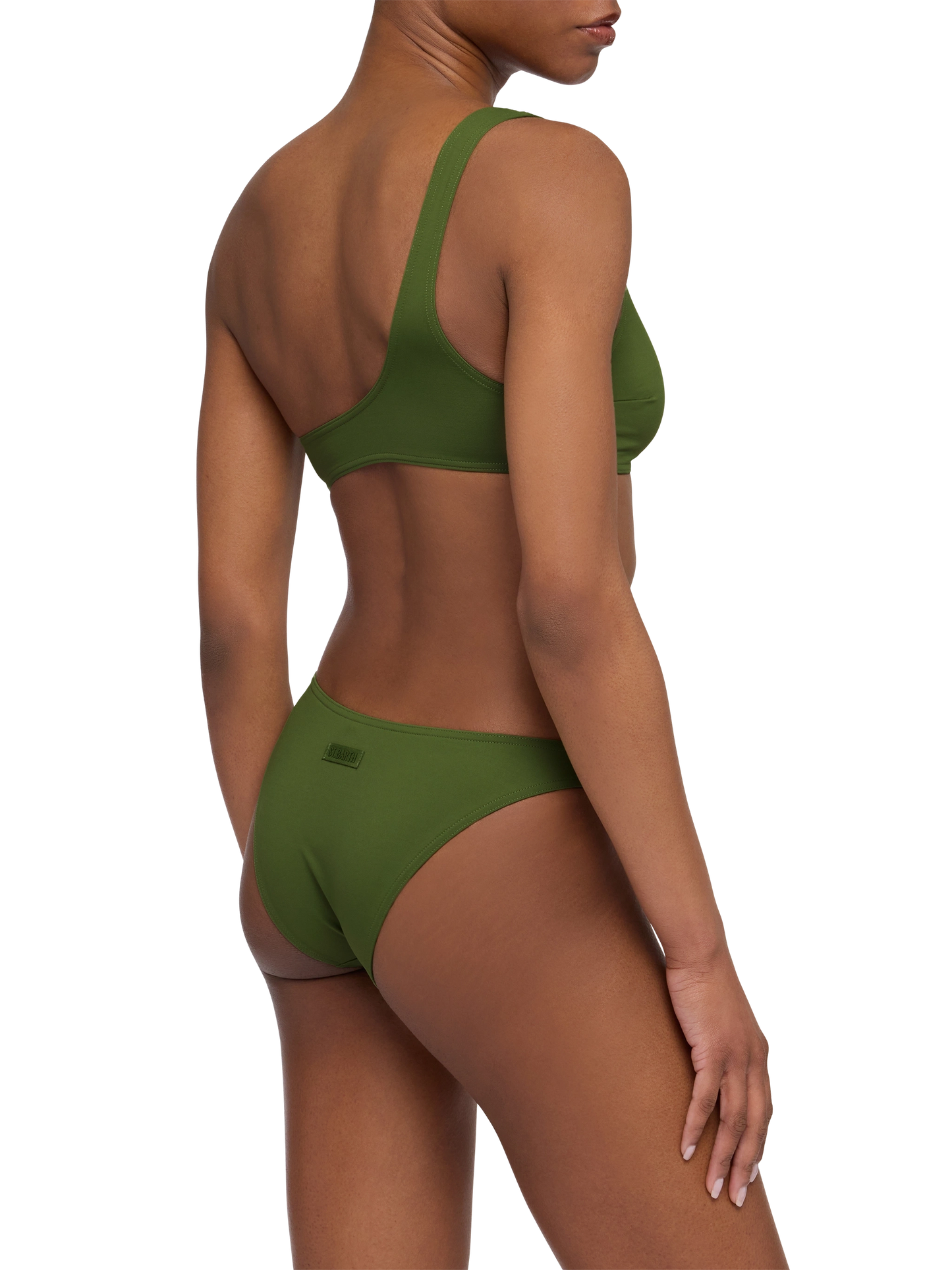 Celestine Lido military green bikini with one-shoulder bralette top and classic briefs - MC2 Saint Barth