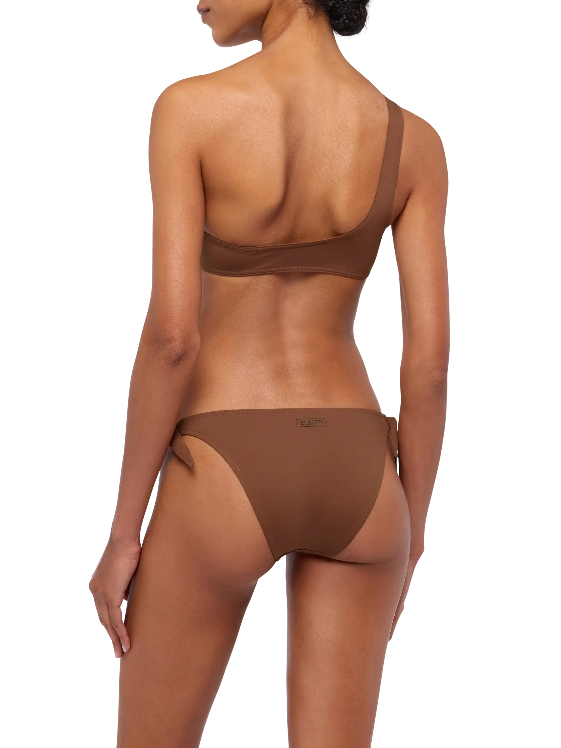 Celestine Yali brown bikini with one-shoulder bralette top and classic briefs - MC2 Saint Barth