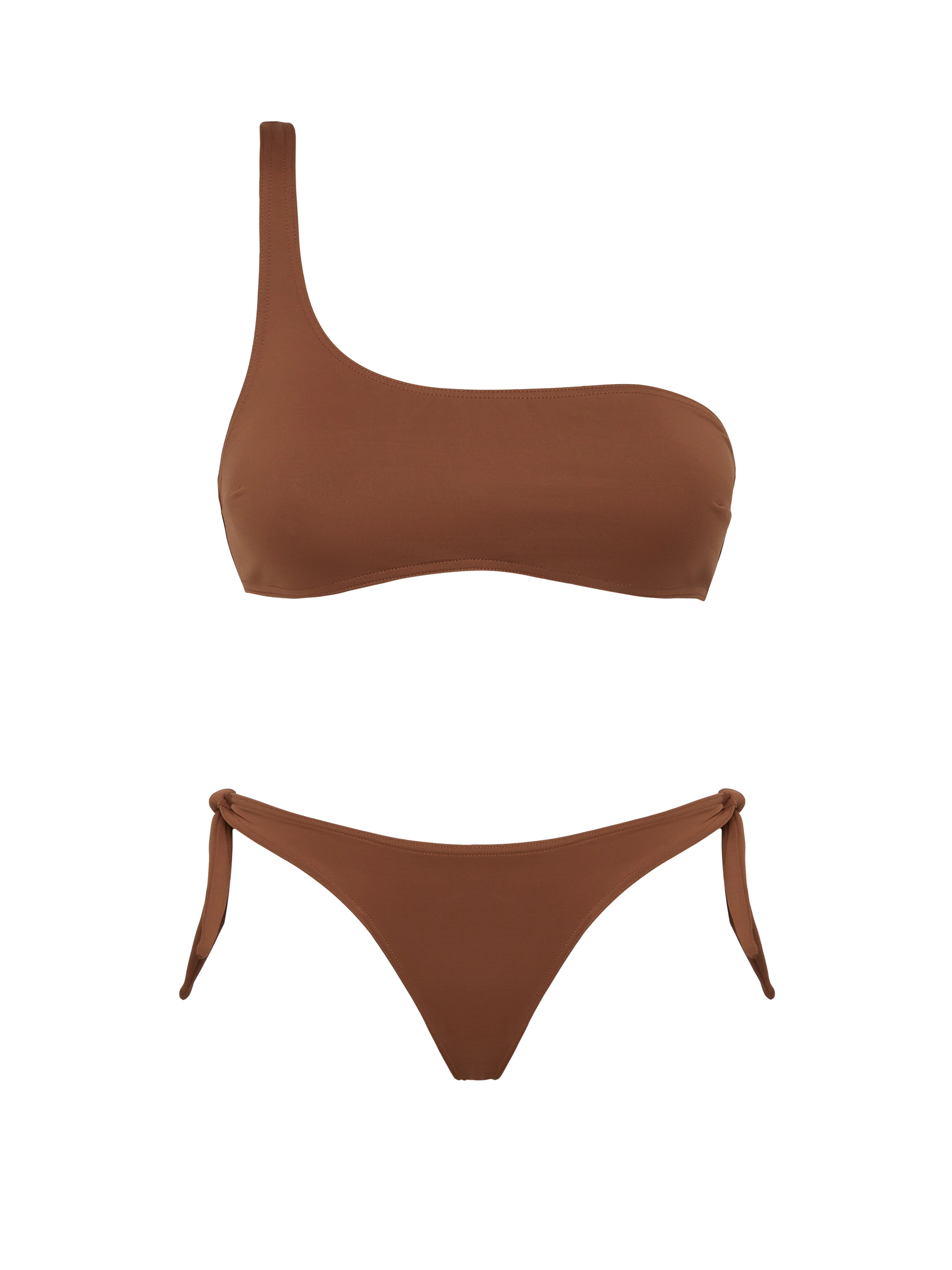 Celestine Yali brown bikini with one-shoulder bralette top and classic briefs - MC2 Saint Barth